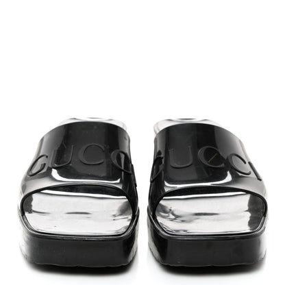 Gucci Rubber Gucci Logo Womens Platform 20/60mm Slide Sandals 37 Black 2 of 8