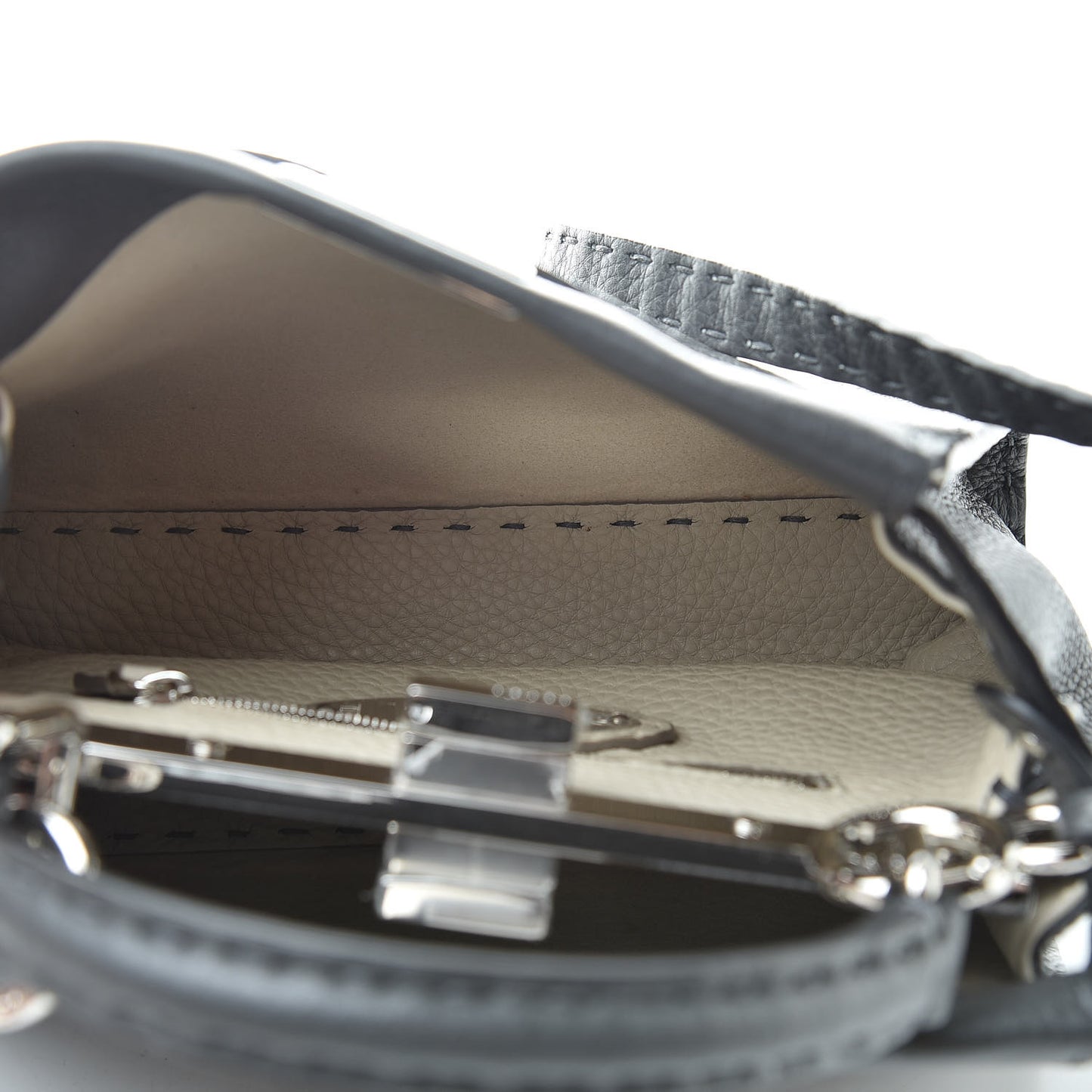 Cuoio Romano Selleria Bi-Color Mini Peekaboo Iconic Satchel Asfalto Latte