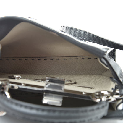 Fendi Cuoio Romano Selleria Bi-Color Mini Peekaboo Iconic Satchel Asfalto Latte 5 of 11