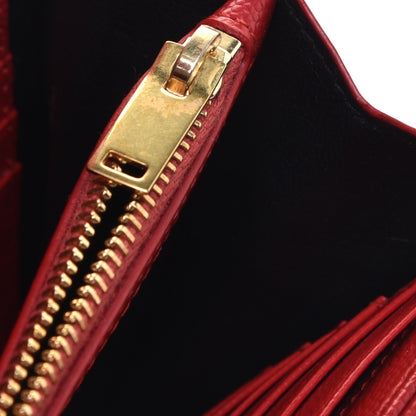 Saint Laurent Grain De Poudre Matelasse Chevron Monogram Chain Wallet New Red 11 of 12