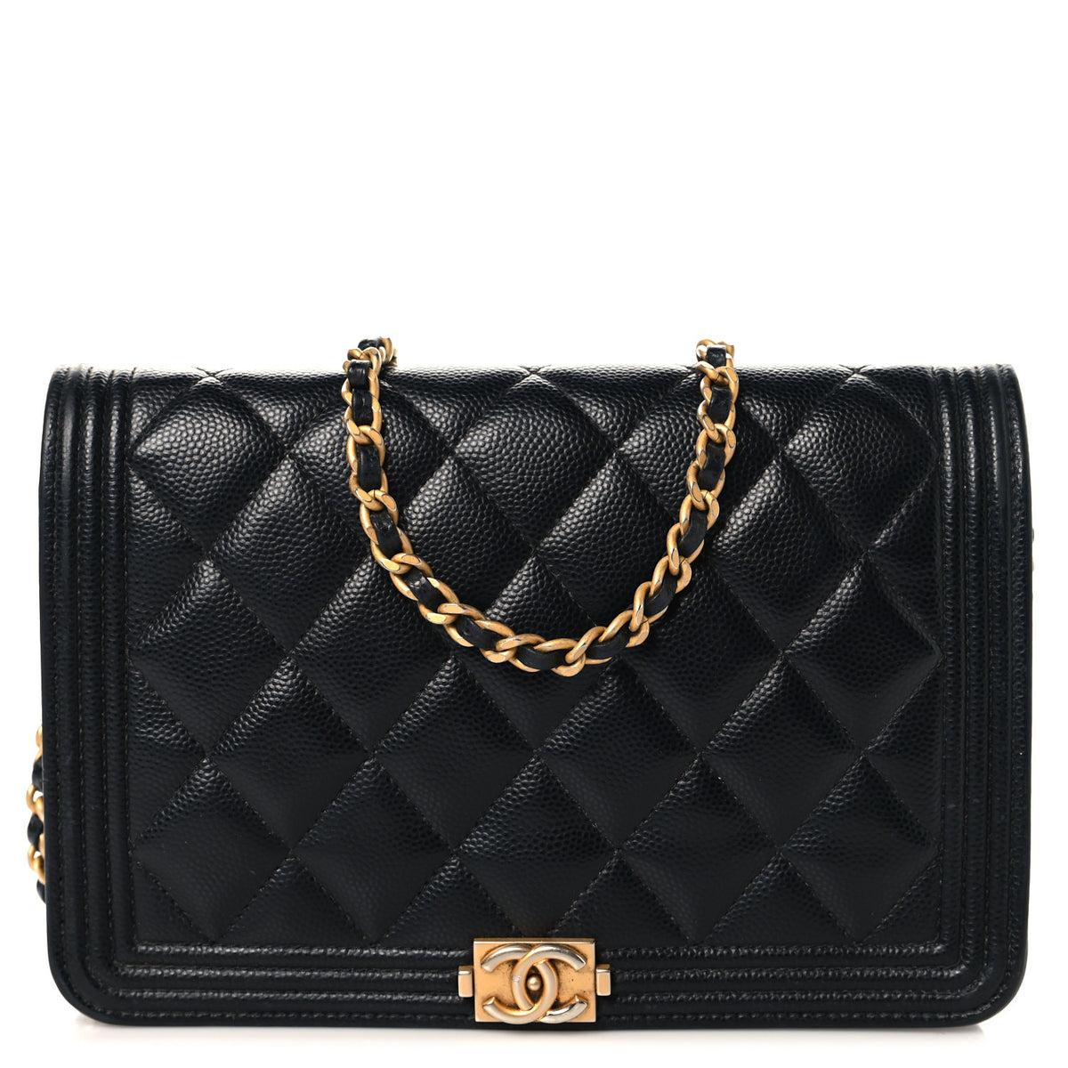 Chanel Caviar Quilted Boy Wallet On Chain WOC Black 1 of 10