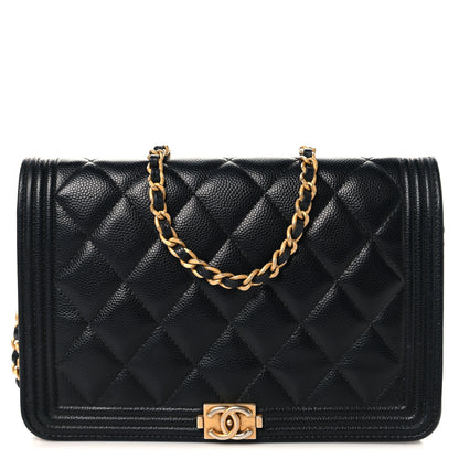 Chanel Caviar Quilted Boy Wallet On Chain WOC Black 1 of 10