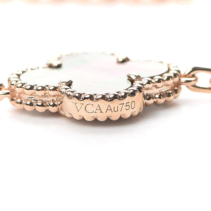 Van Cleef & Arpels 18K Rose Gold Diamond Gray Mother of Pearl 5 Motifs Vintage Alhambra Bracelet 6 of 8