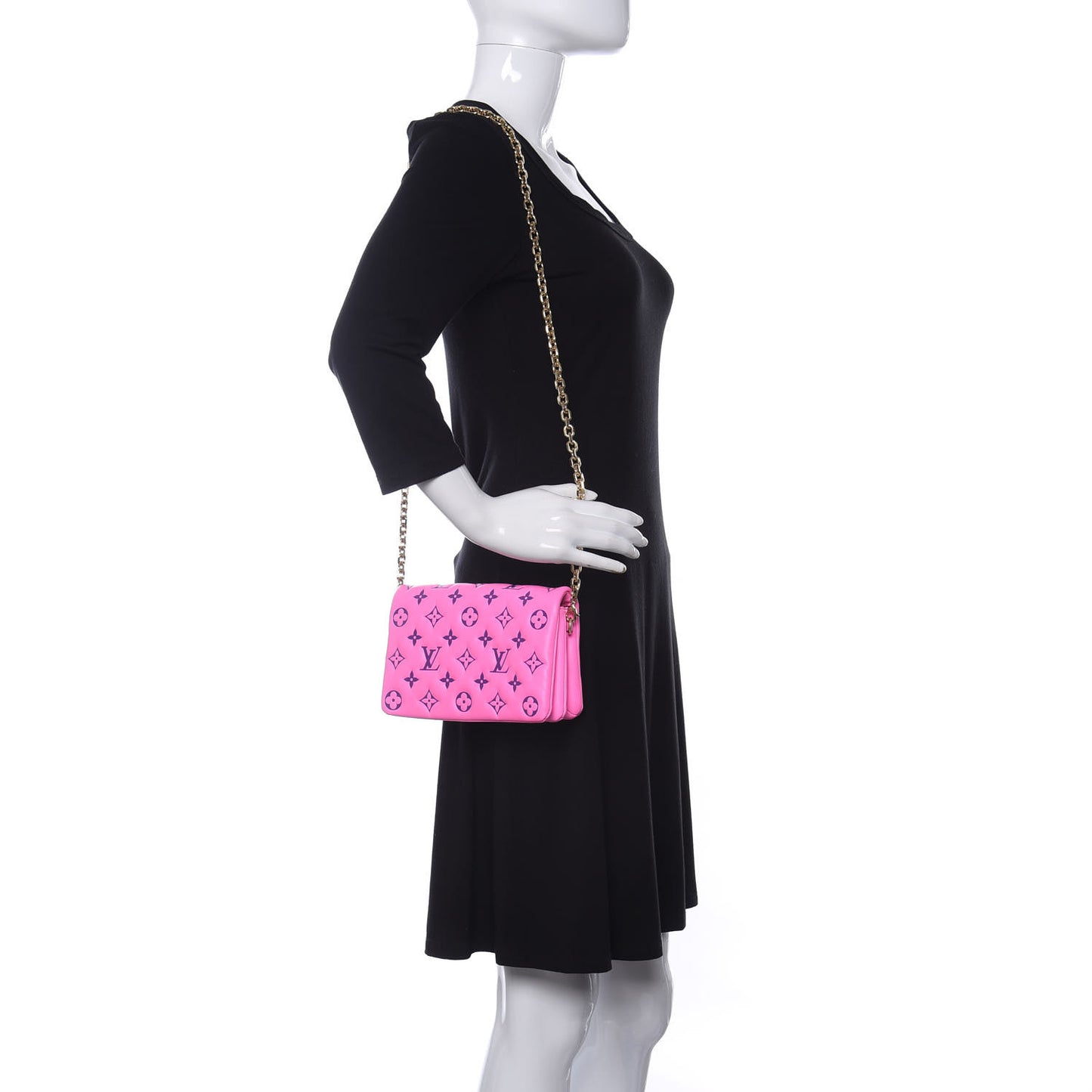 Lambskin Embossed Monogram Vuittamins Pochette Coussin Rose Violet