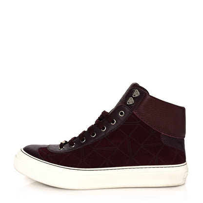 Jimmy Choo Calfskin Suede Mens High Top Sneaker 42 Dark Red 1 of 7