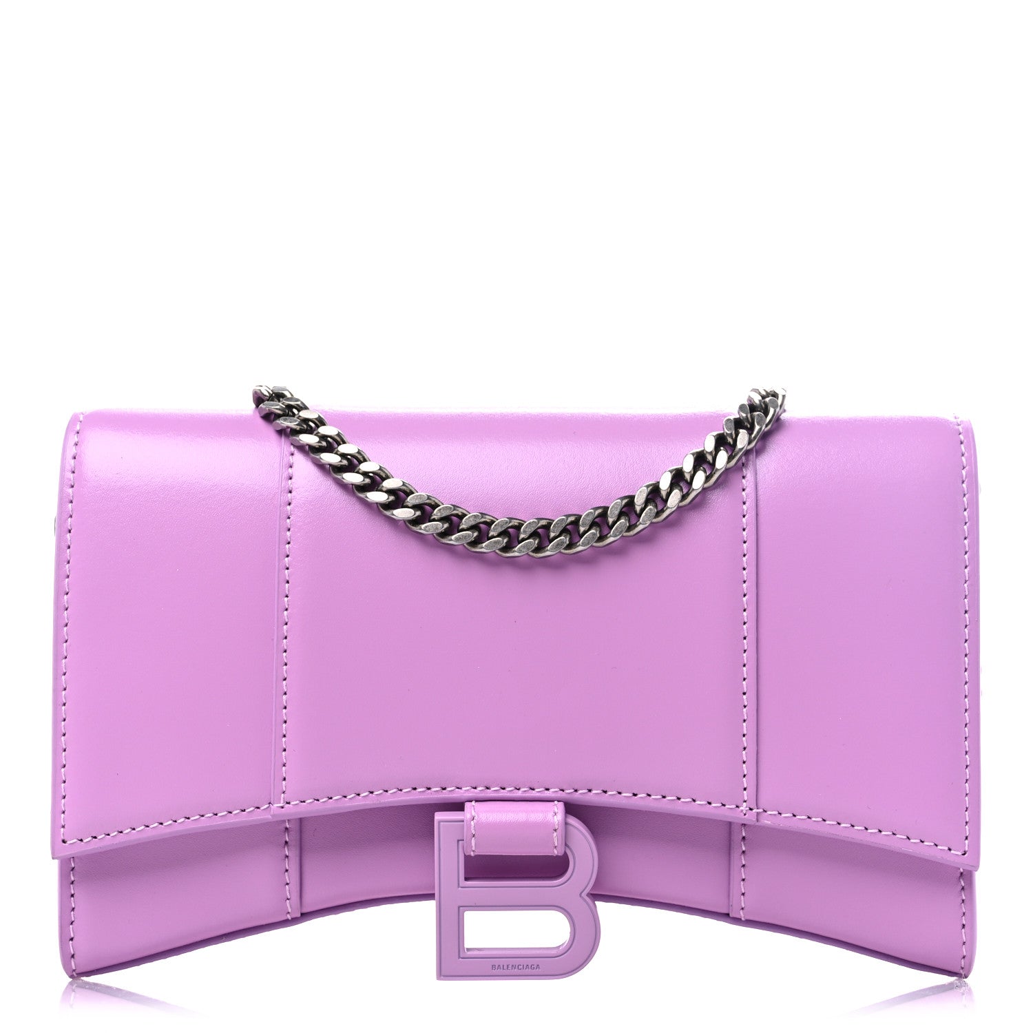 Balenciaga Shiny Box Calfskin Tonal B Hourglass Chain Bag Liliac 1 of 7