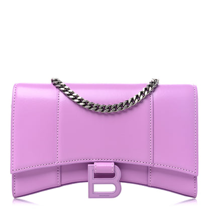 Balenciaga Shiny Box Calfskin Tonal B Hourglass Chain Bag Liliac 1 of 7