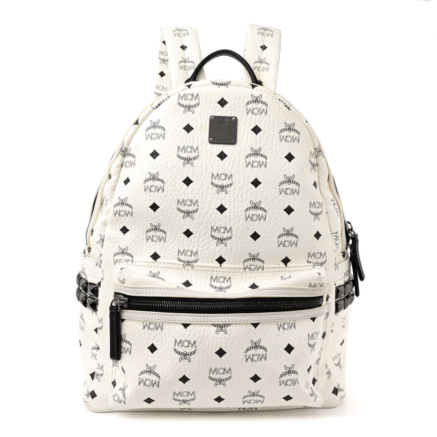 MCM Visetos Medium Side Studs Stark Backpack White 1 of 18