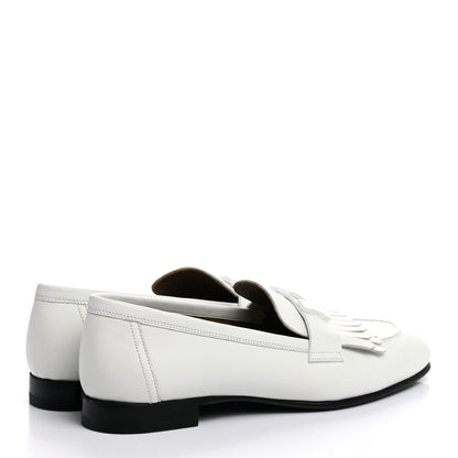 Hermes Calfskin Womens Royal Loafers 37 White 4 of 9