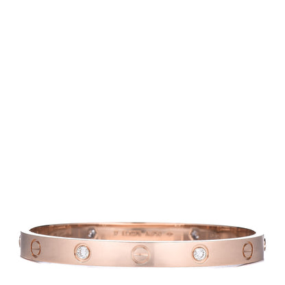 Cartier 18K Pink Gold 4 Diamond LOVE Bracelet 17 1 of 6