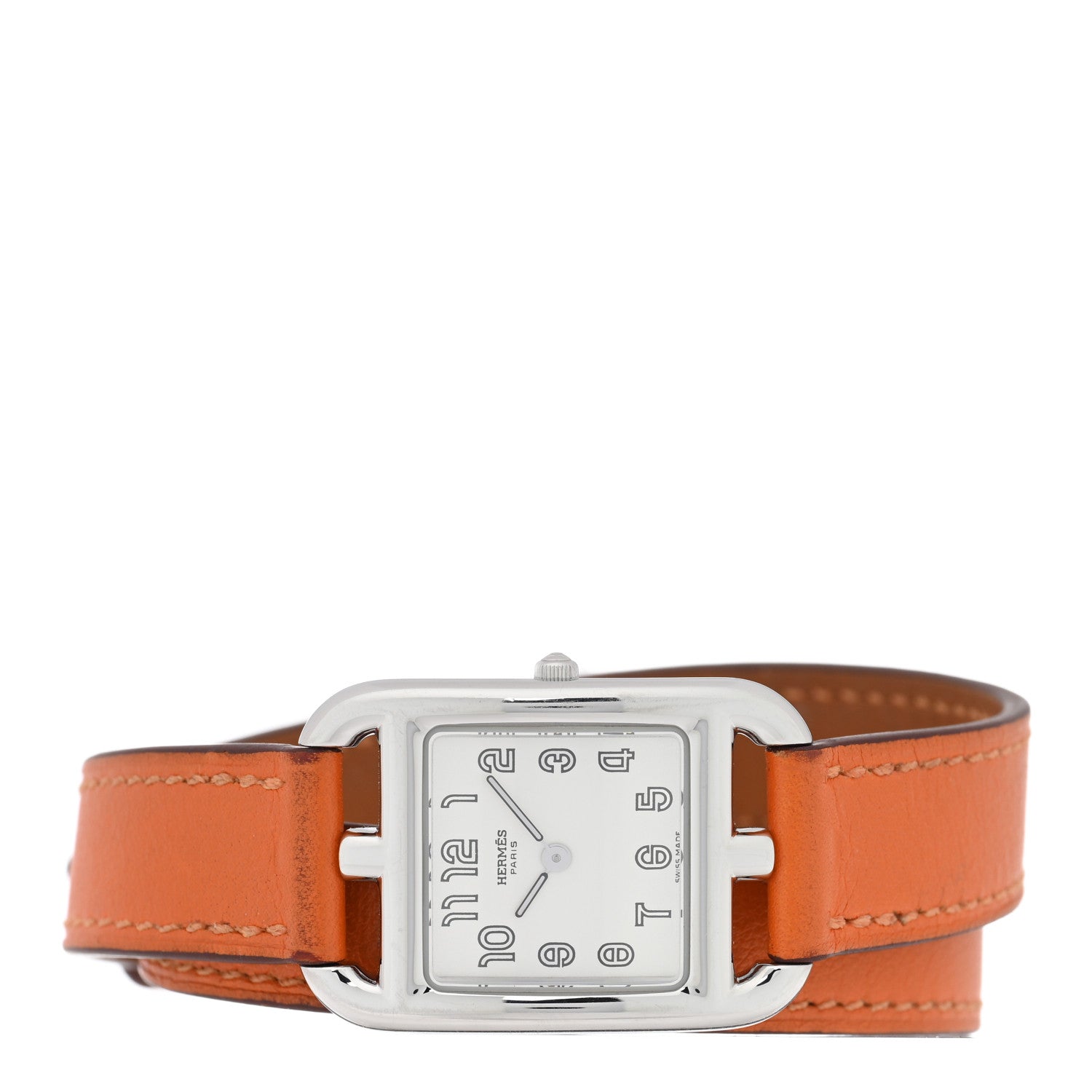 Hermes Stainless Steel Swift 23mm Cape Cod Double Tour Quartz Watch Orange 2 of 4