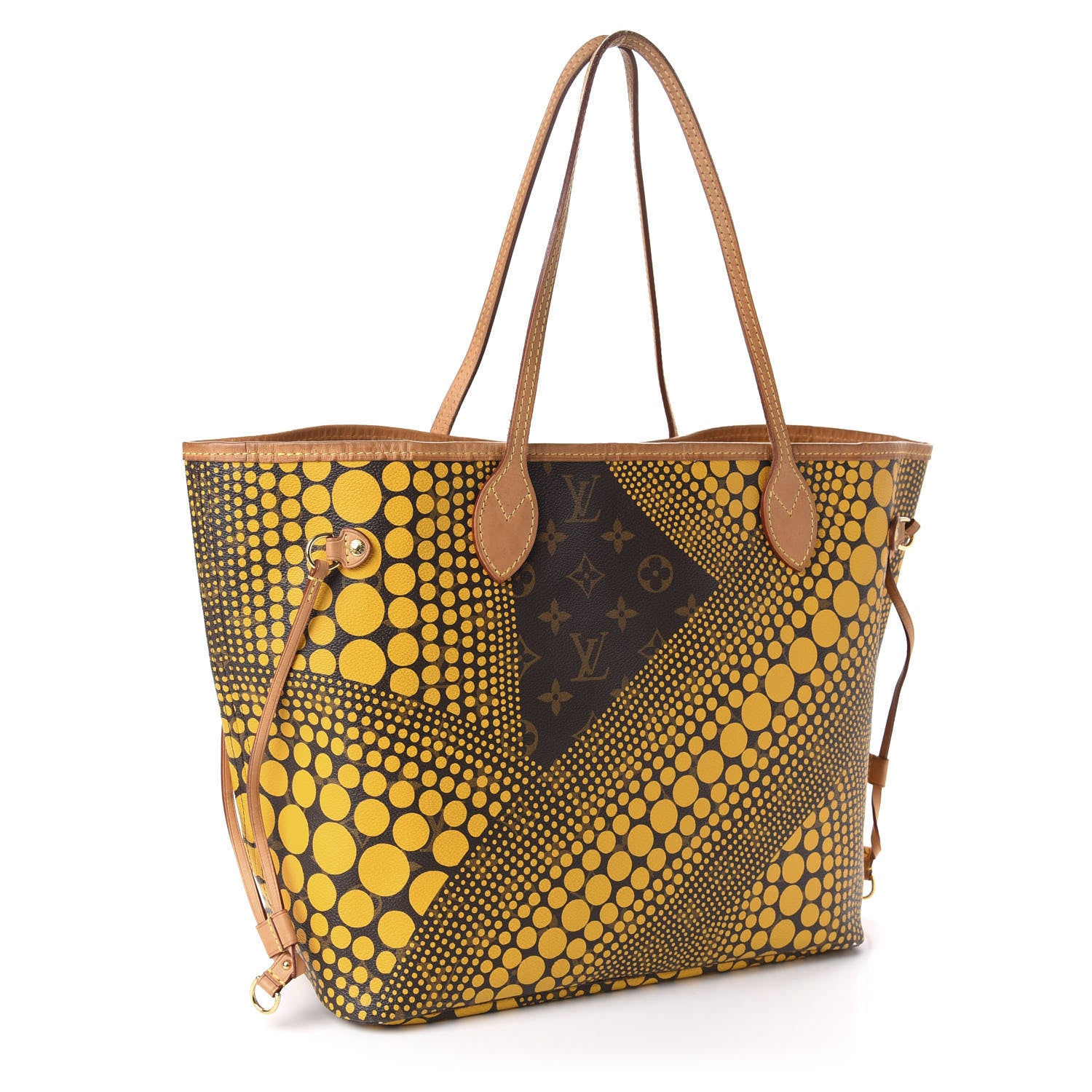 Louis Vuitton Monogram Kusama Waves Neverfull MM Yellow 3 of 13