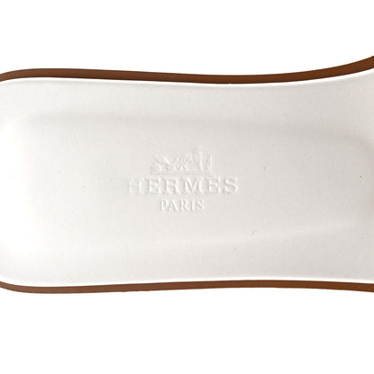 Hermes Box Calfskin Oran Sandals 38.5 White 7 of 9