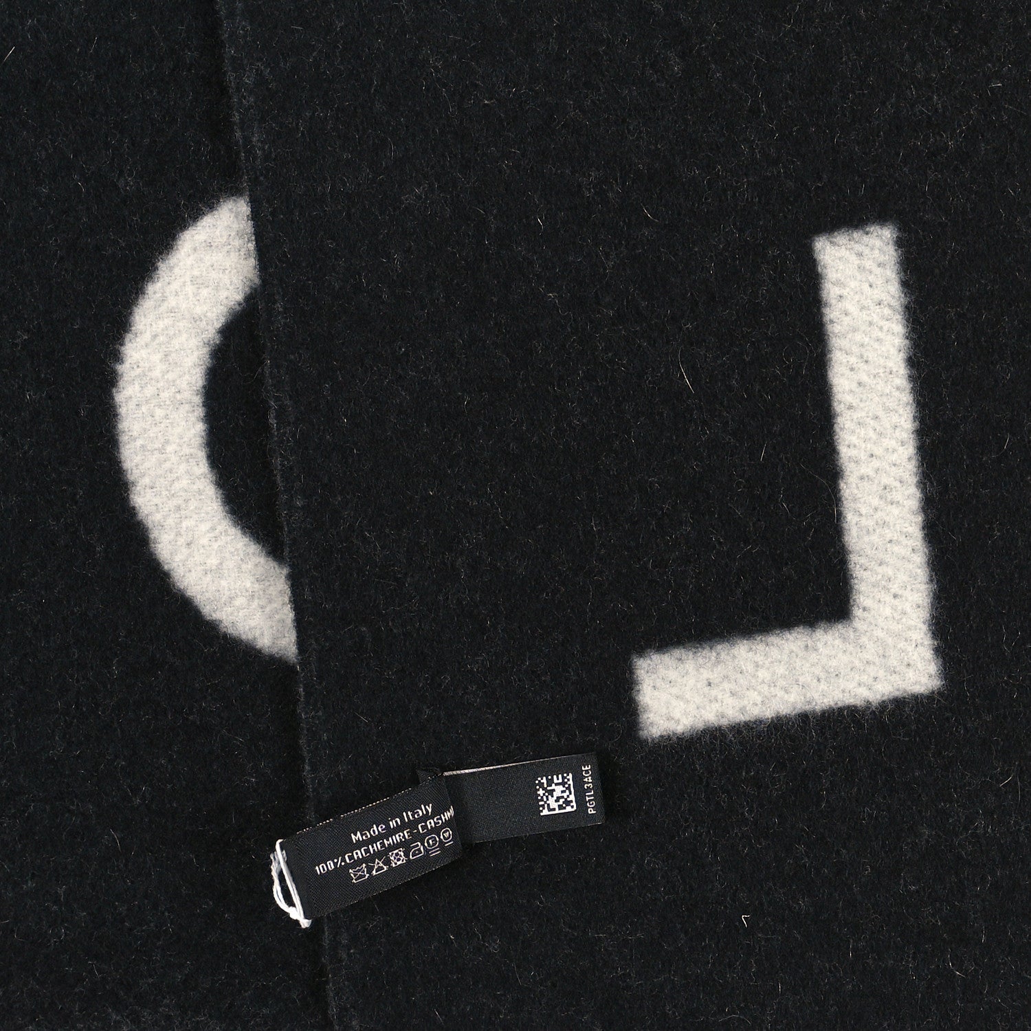 Chanel Cashmere CC Fringe Stole Black White 3 of 3