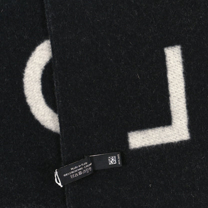 Chanel Cashmere CC Fringe Stole Black White 3 of 3