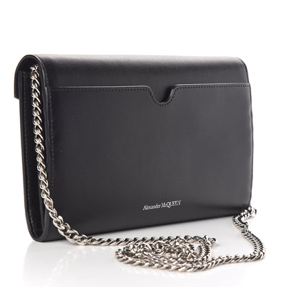 Alexander McQueen Calfskin Crystal Pin Envelope Wallet On Chain Black 3 of 11