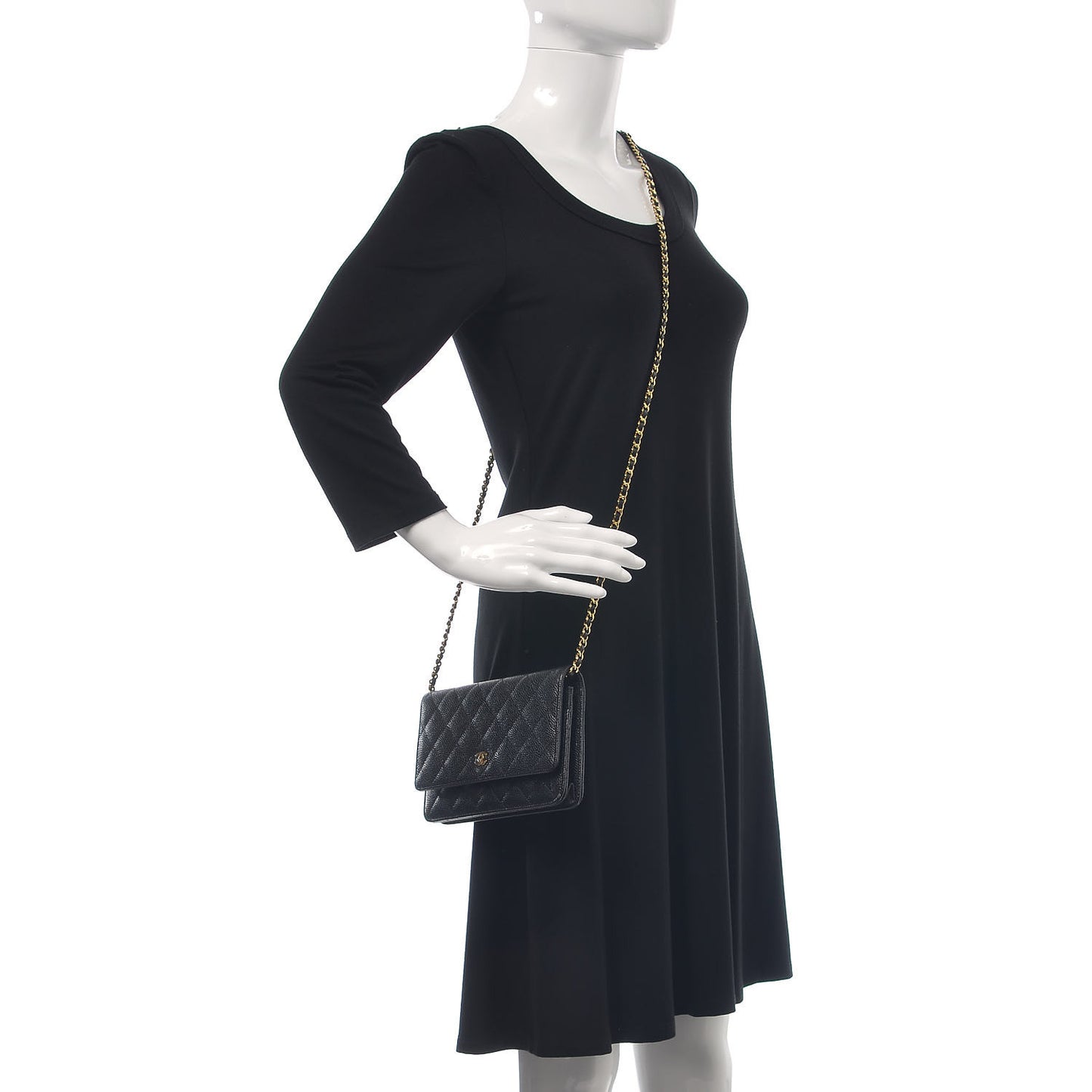 Caviar Quilted Wallet On Chain WOC Black