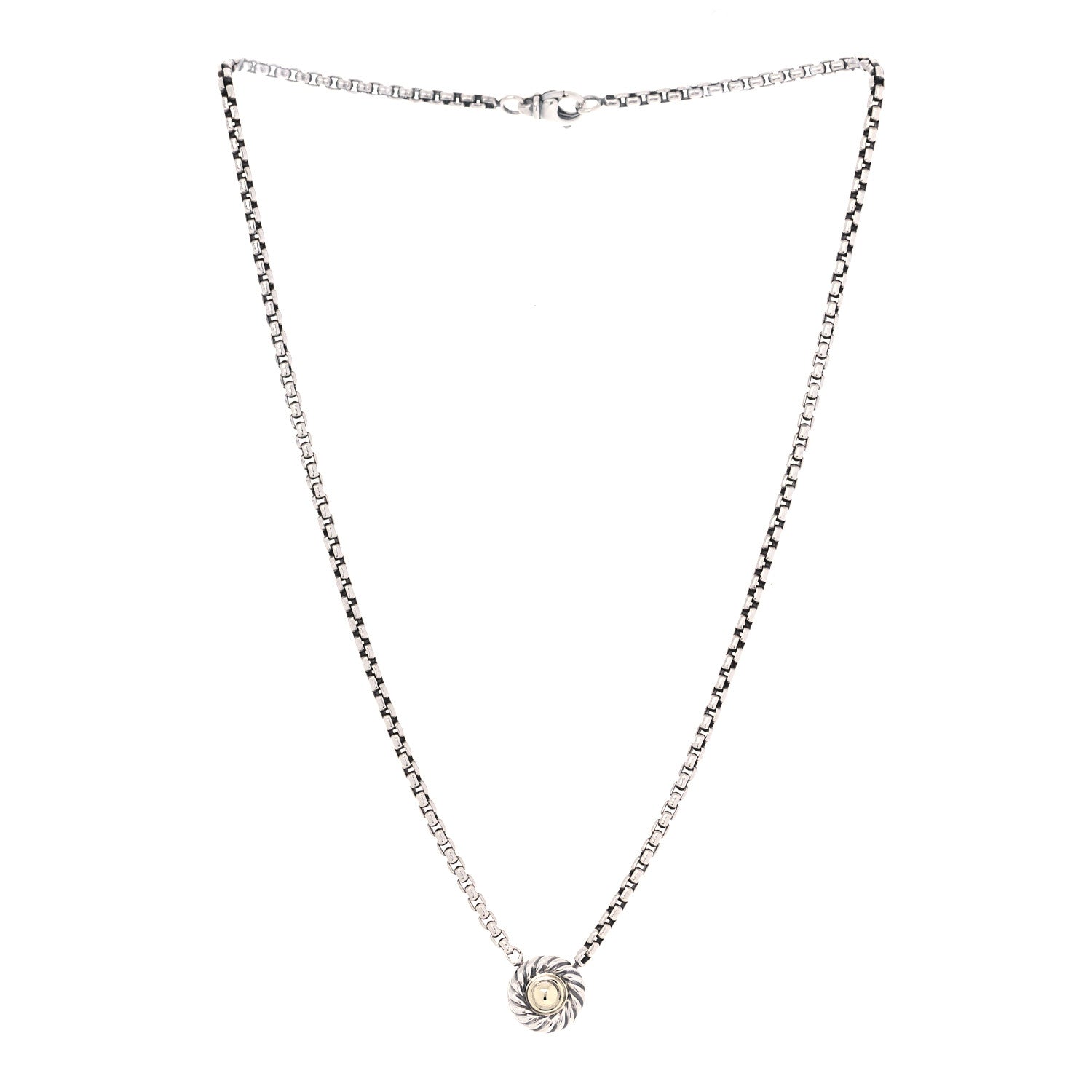 David Yurman Sterling Silver 14K Yellow Gold Cookie Pendant Necklace 2 of 4