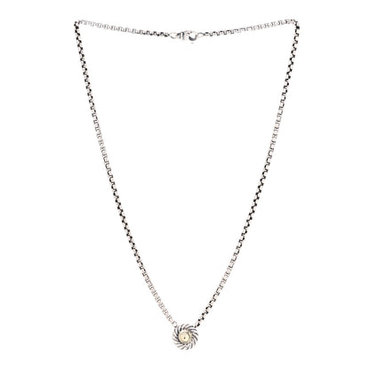 David Yurman Sterling Silver 14K Yellow Gold Cookie Pendant Necklace 2 of 4