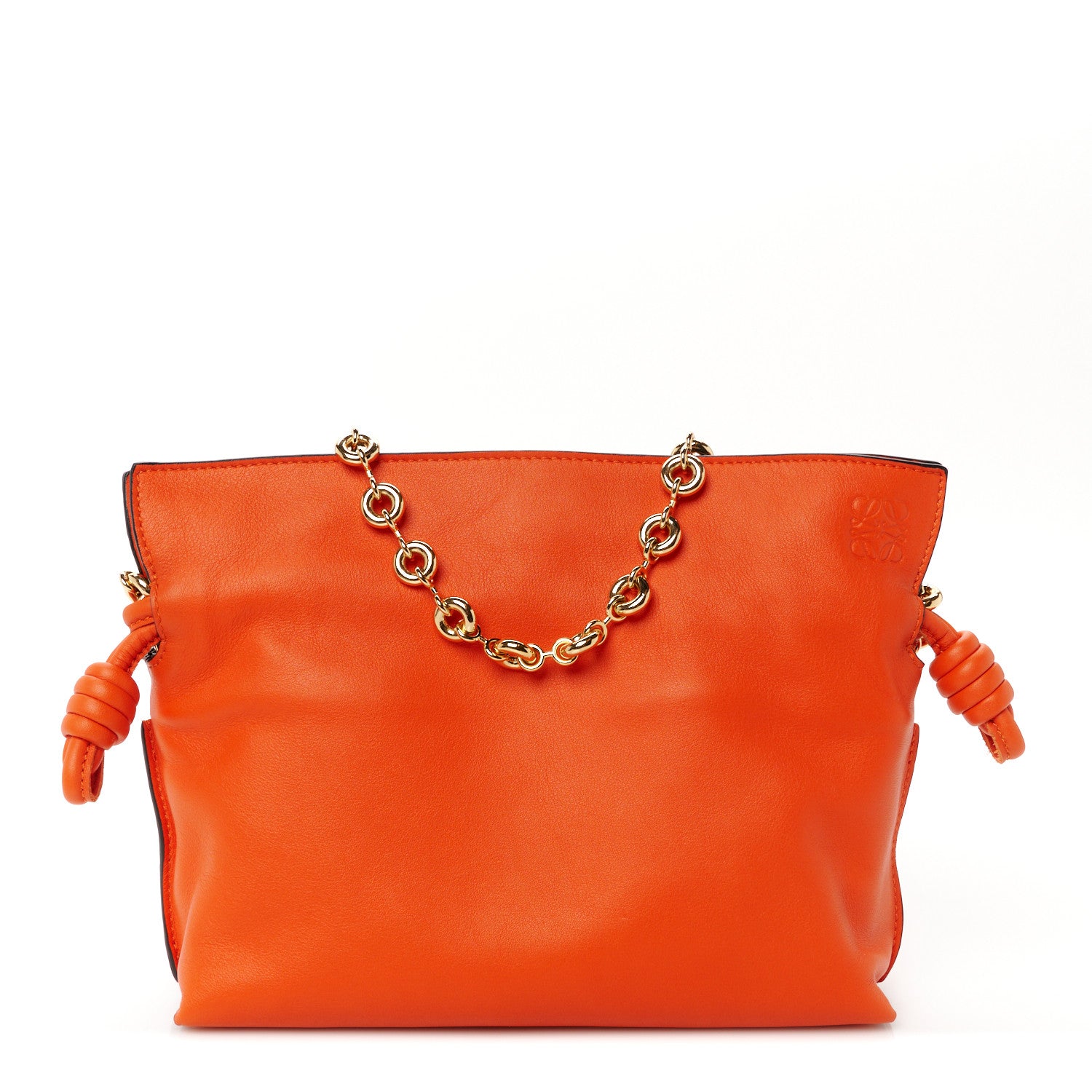 Loewe Nappa Calfskin Mini Flamenco Knot Clutch With Chain Orange 1 of 11