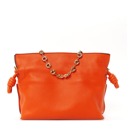 Loewe Nappa Calfskin Mini Flamenco Knot Clutch With Chain Orange 1 of 11