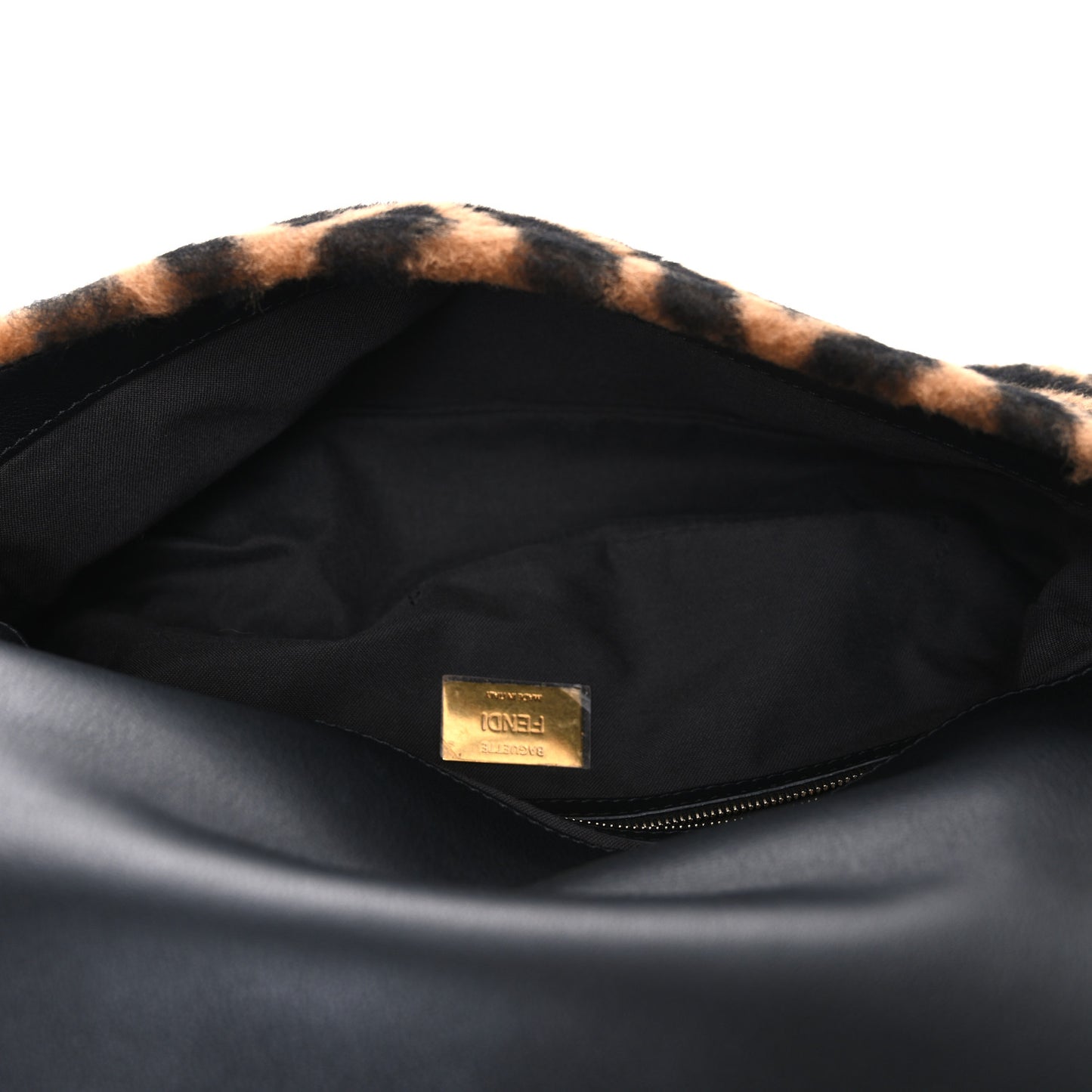 Shearling Vitello Dolce Macro FF 1974 Baguette Tobacco Black