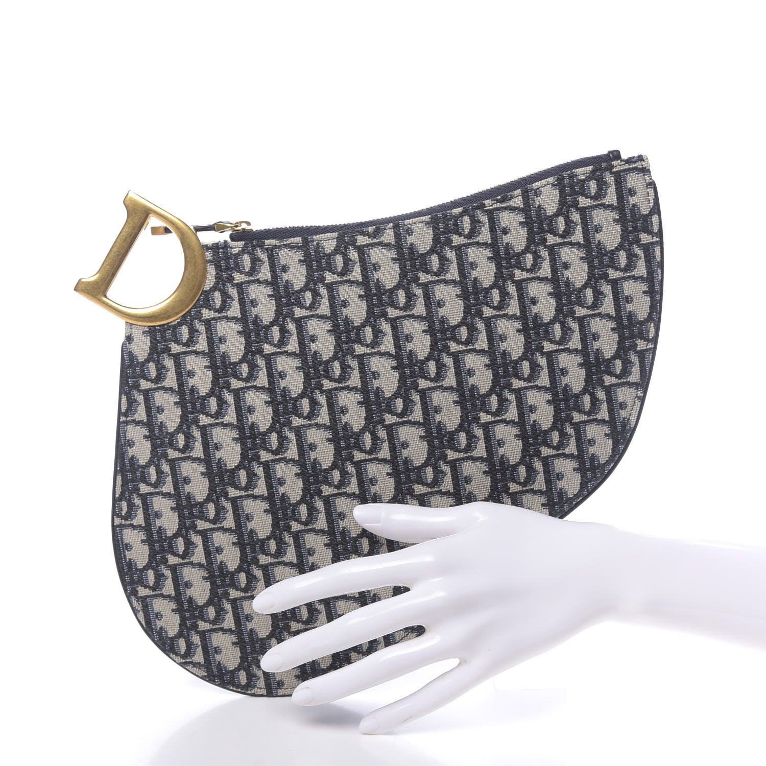 Christian Dior Oblique Saddle Pouch Clutch Blue 2 of 8