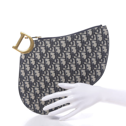 Christian Dior Oblique Saddle Pouch Clutch Blue 2 of 8