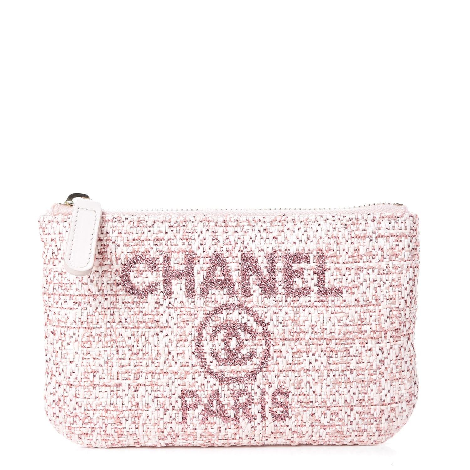 Chanel Woven Straw Raffia Deauville Cosmetic Pouch Pink 1 of 10