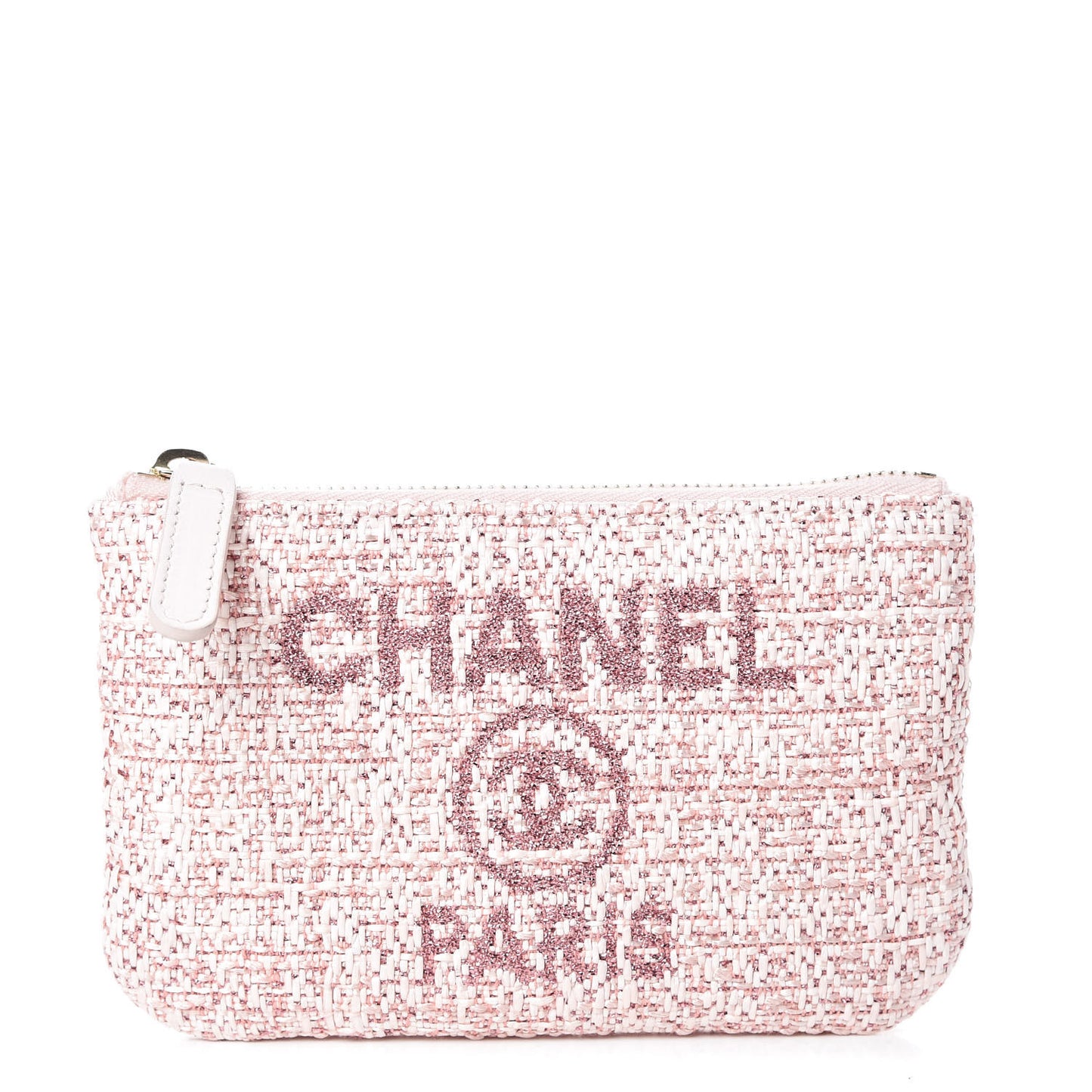Woven Straw Raffia Deauville Cosmetic Pouch Pink