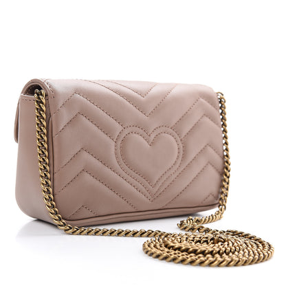 Gucci Calfskin Matelasse Super Mini GG Marmont Shoulder Bag Porcelain Rose 3 of 11