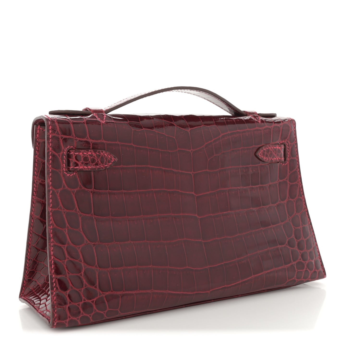 Shiny Niloticus Crocodile Kelly Pochette Rouge Vif