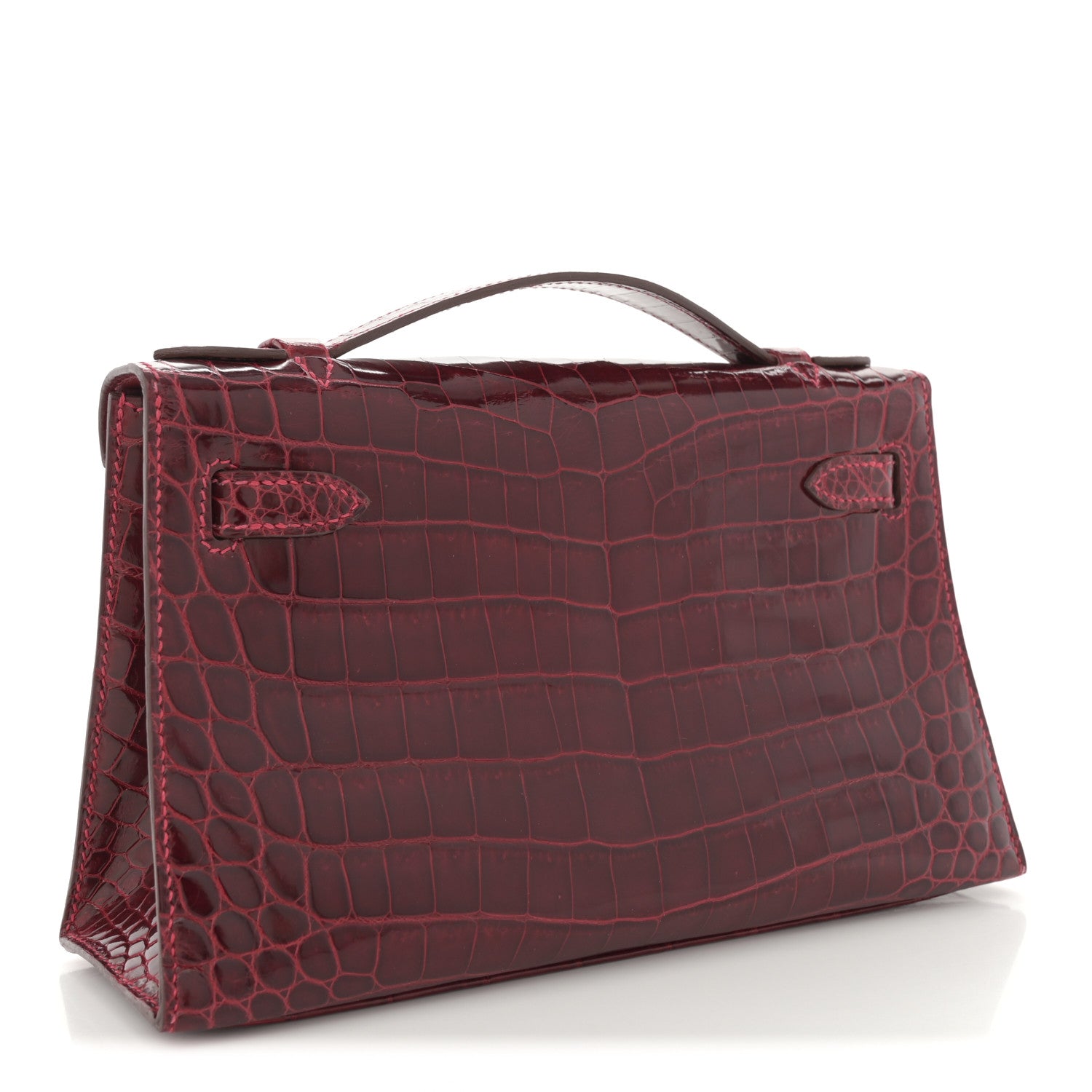 Hermes Shiny Niloticus Crocodile Kelly Pochette Rouge Vif 3 of 8