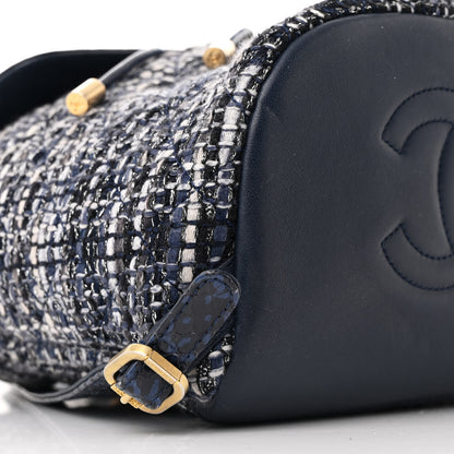 Chanel Tweed Snakeskin Quilted Filigree Backpack Dark Navy 9 of 10