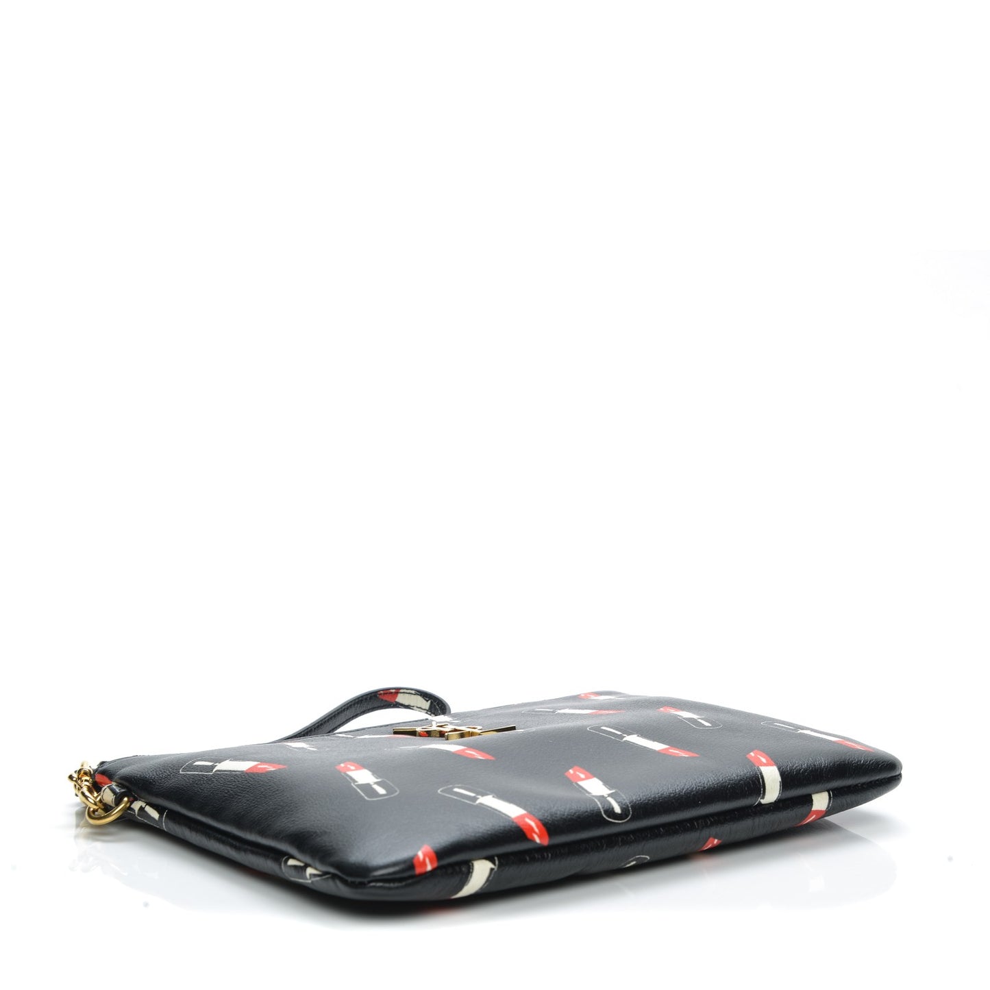 Calfskin Lipstick Print Monogram Pouch Black