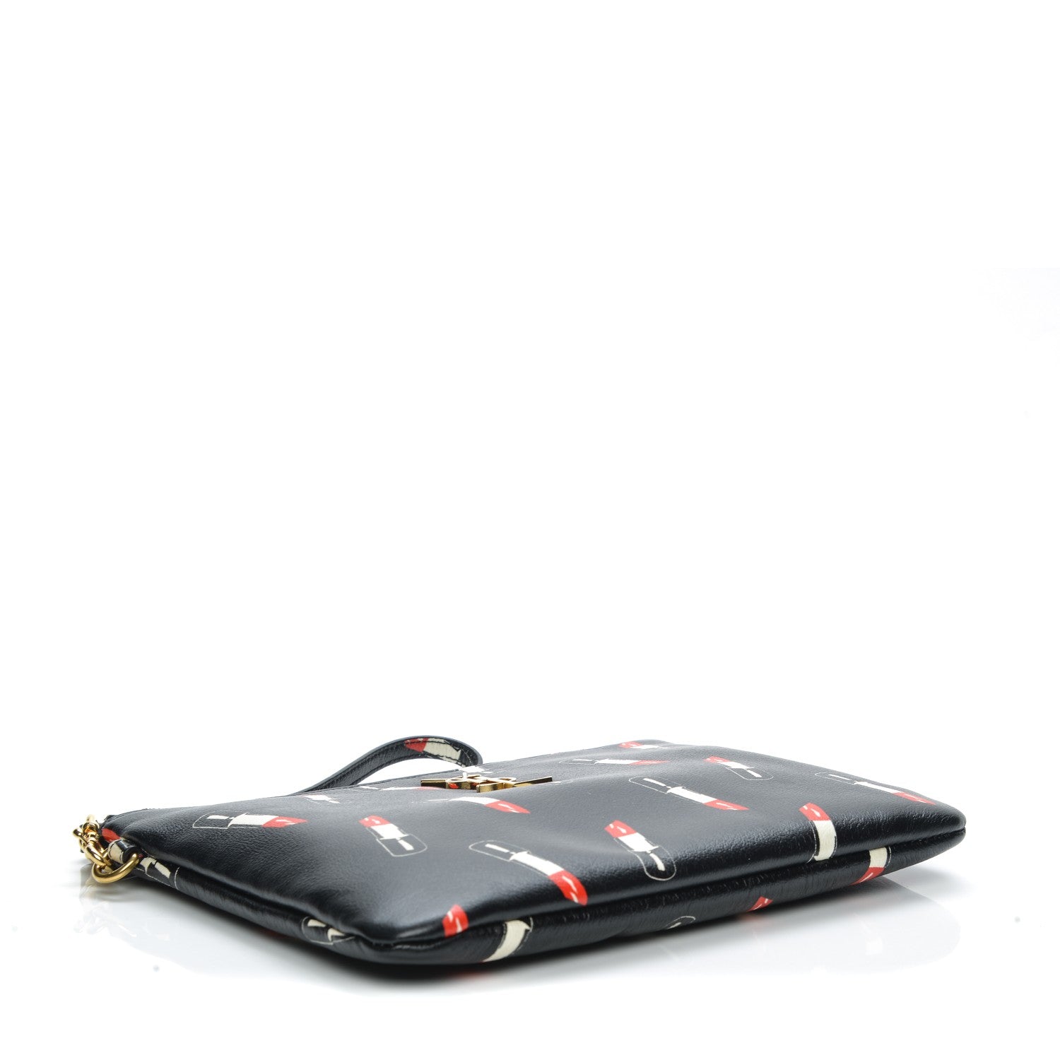 Saint Laurent Calfskin Lipstick Print Monogram Pouch Black 4 of 7
