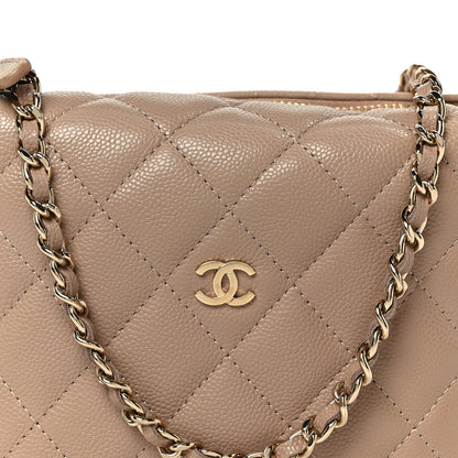 Chanel Caviar Quilted Hobo Clutch With Chain Dark Beige 8 of 11