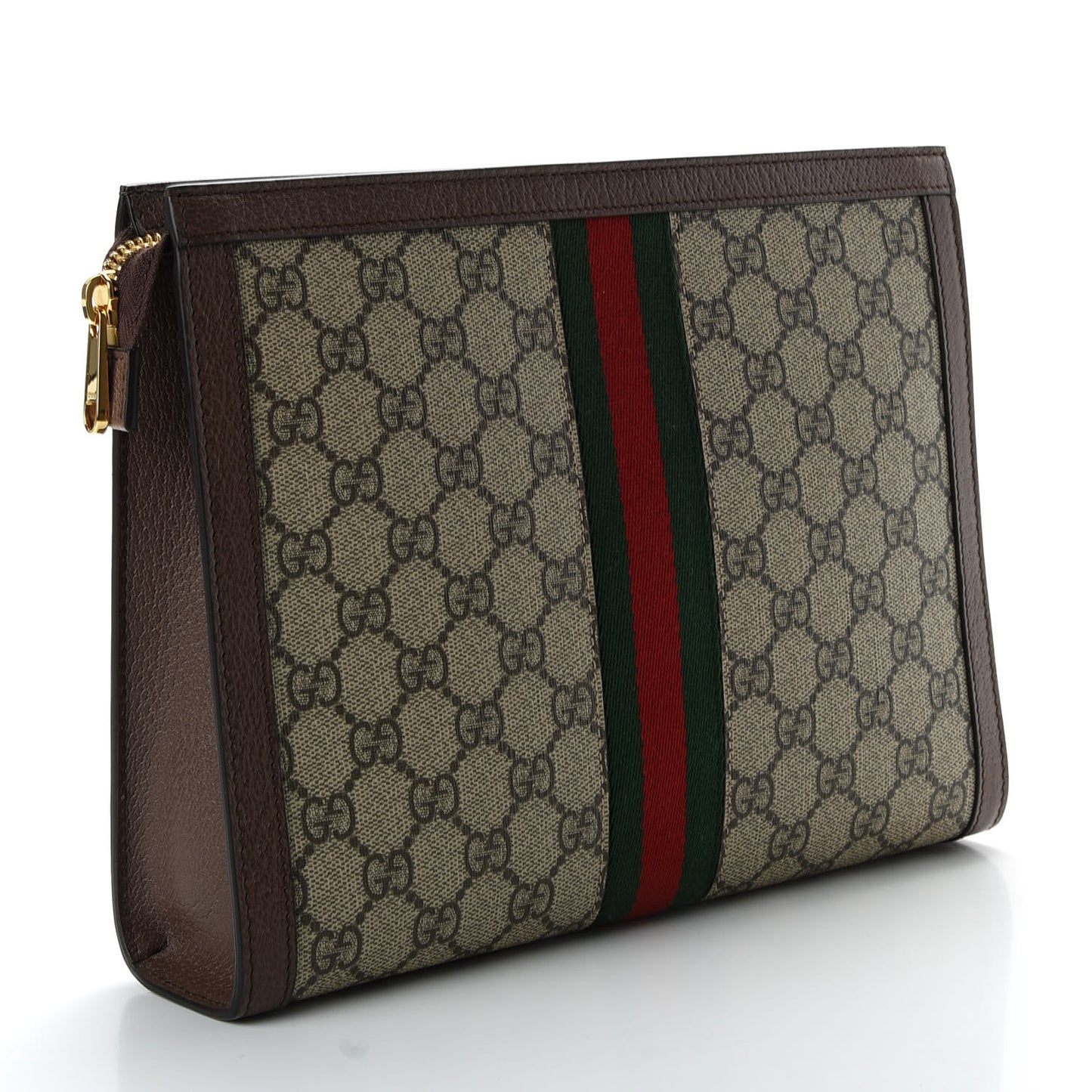 GG Supreme Monogram Web Ophidia Pouch Brown