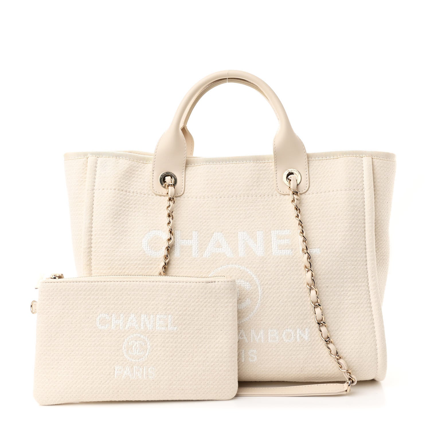 Chanel Canvas Small Deauville Tote Beige 3 of 13