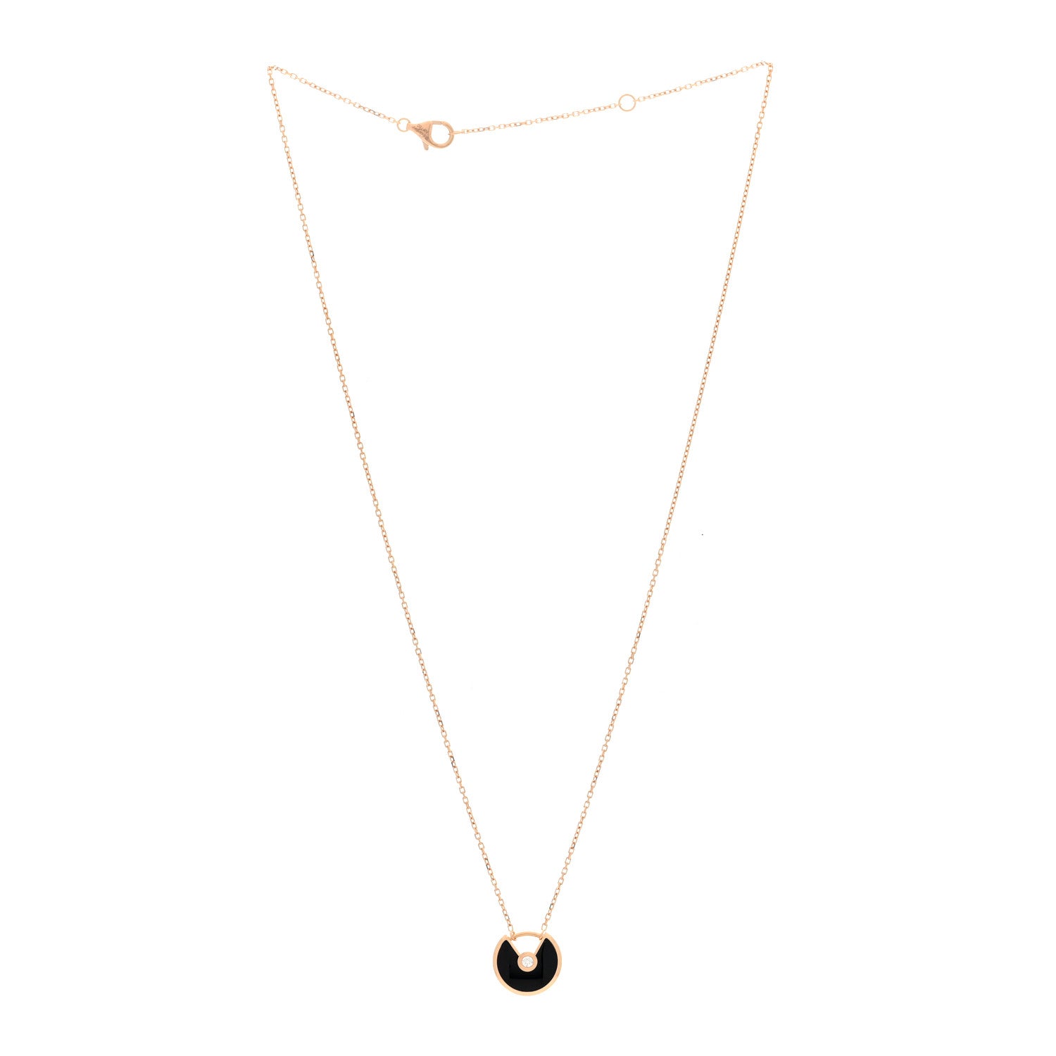 Cartier 18K Pink Gold Diamond Black Onyx XS Amulette de Cartier Pendant Necklace 3 of 4