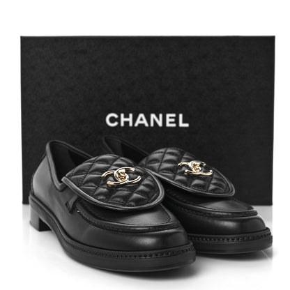 Chanel Lambskin Quilted CC Turnlock Loafers 41.5 Black 9 of 9