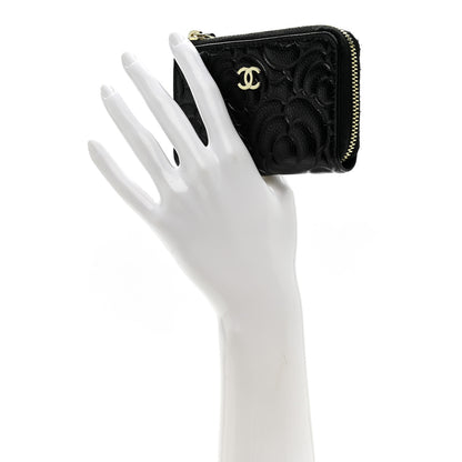 Chanel Caviar Camellia Embossed Key Holder Case Black 2 of 8