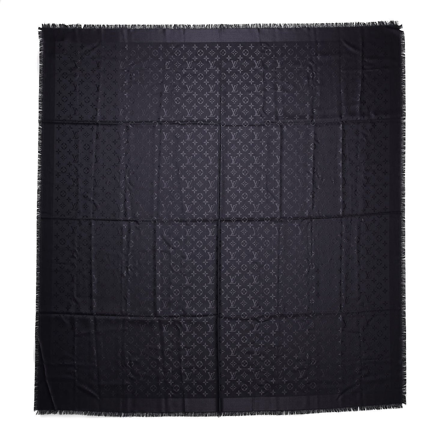 Silk Wool Monogram Shawl Anthracite