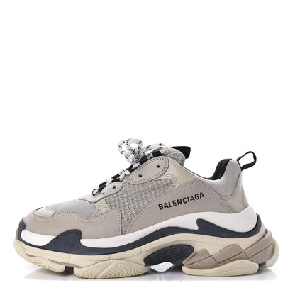 Balenciaga Fabric Mesh Womens Triple S Sneakers 38 Beige Black 1 of 7