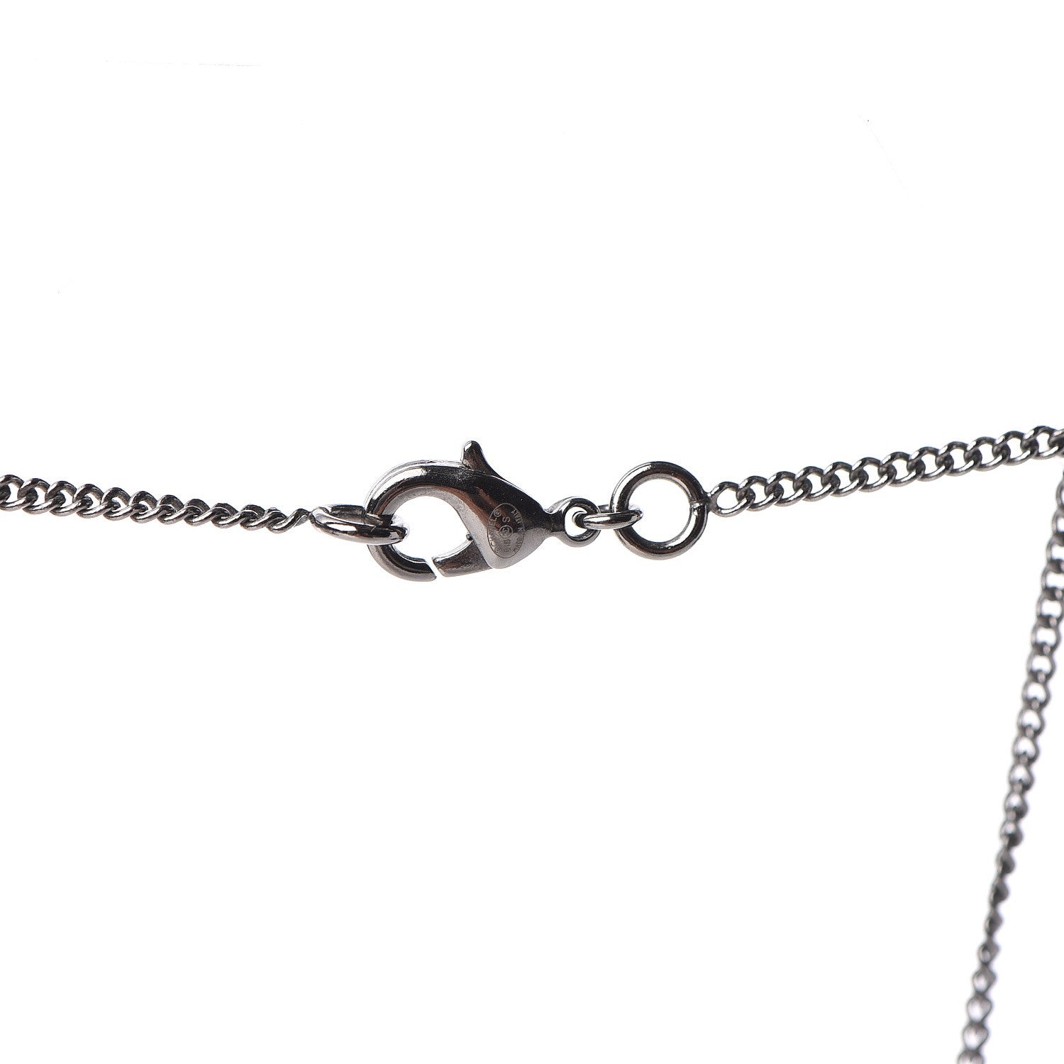 Chanel Baguette Crystal CC Necklace Silver 4 of 5