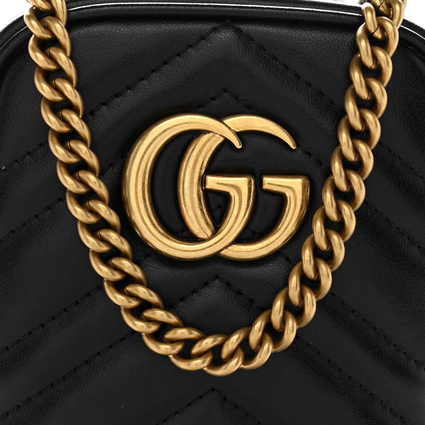 Calfskin Matelasse Mini GG Marmont Crossbody Bag Black