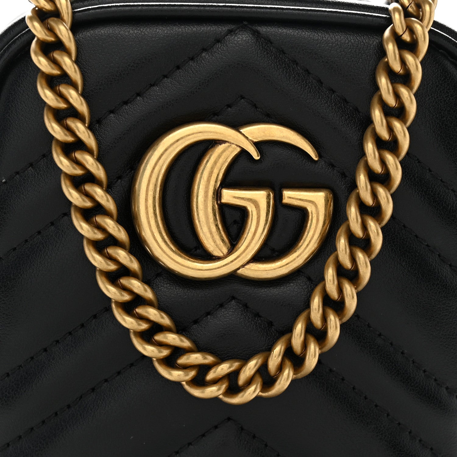 Gucci Calfskin Matelasse Mini GG Marmont Crossbody Bag Black 8 of 11