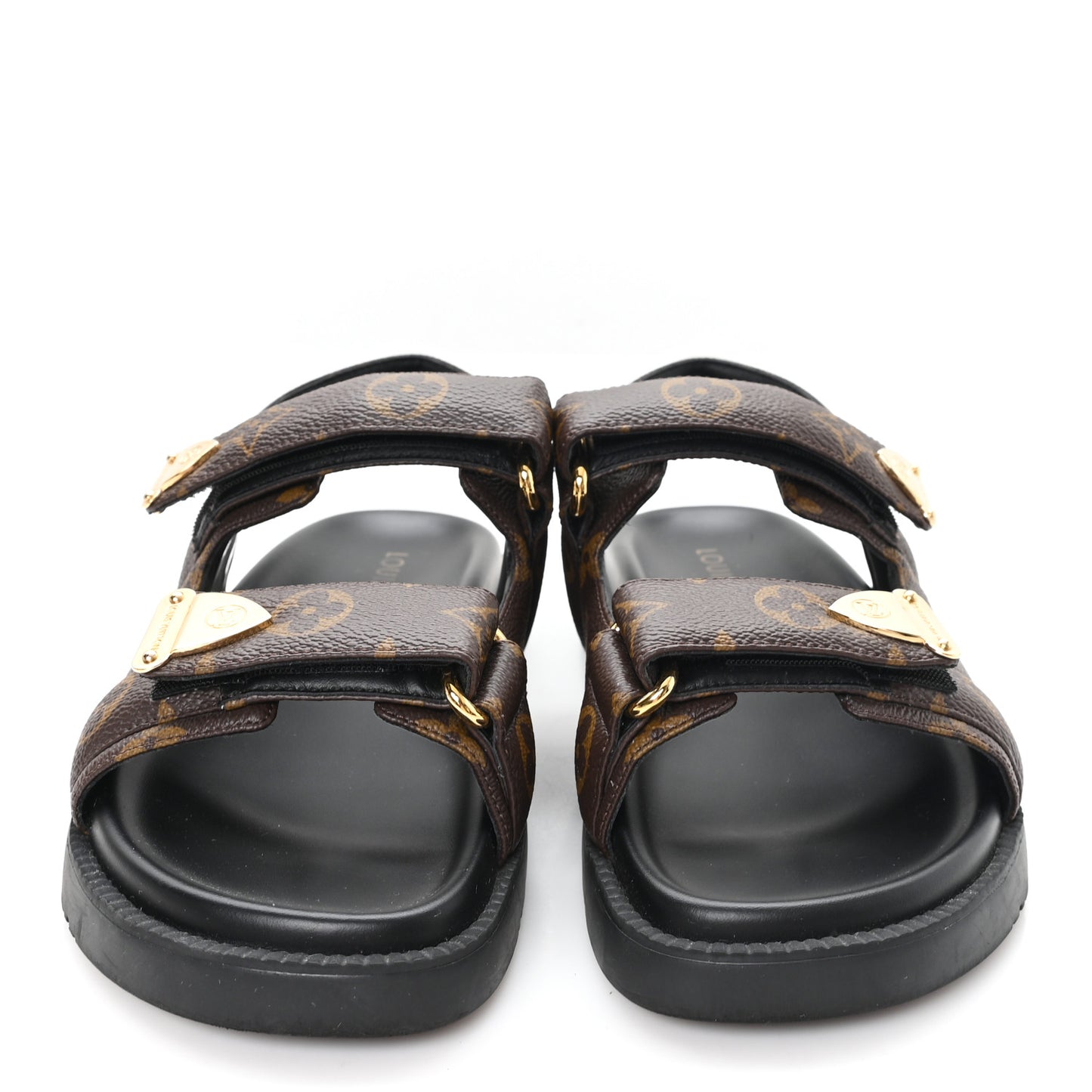 Monogram LV Sunset Comfort Flat Sandals 36 Cacao Brown