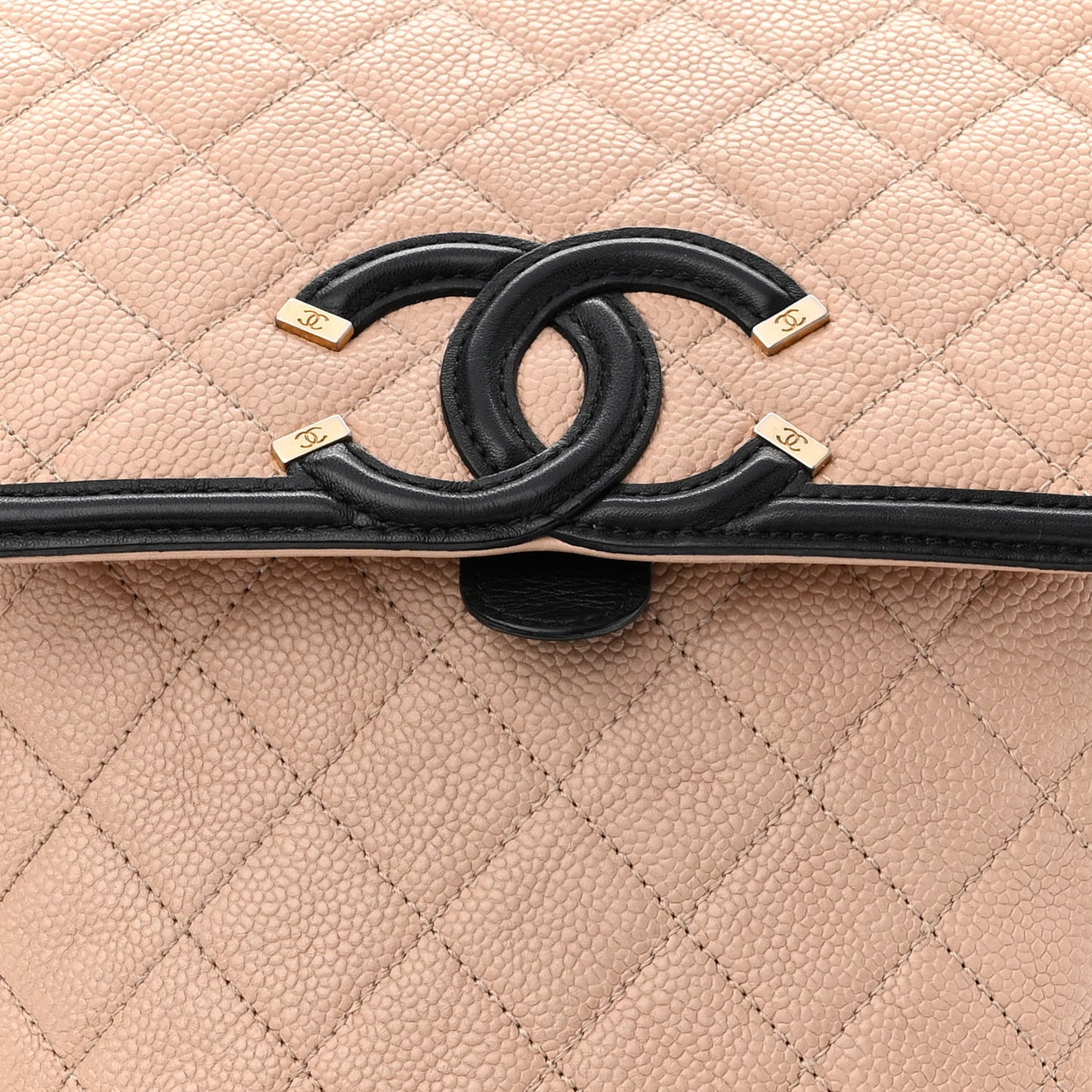 Caviar Quilted Filigree Backpack Beige Black
