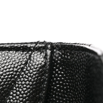 Saint Laurent Grain De Poudre Matelasse Chevron Monogram Compact Wallet Black 8 of 9